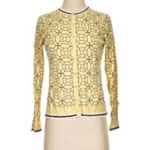 Charter Club Yellow and Black Geometric Cardigan - large